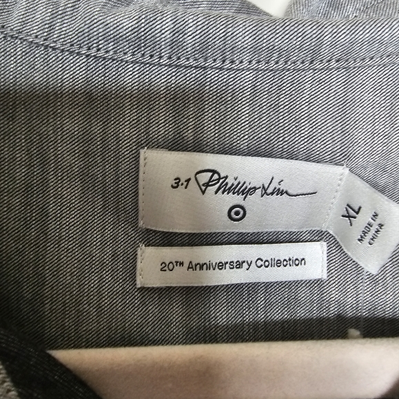 3.1 Phillip Lim Target Button Front Shirt 100% Cotton Black Gray Men's XL NWT - Picture 2 of 9